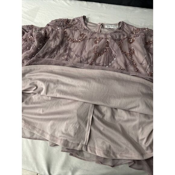 NEW MAC DUGGAL [‎ 12 ] 93930 Puff Sleeve Embellished A Line Gown Heather Purple - Picture 7 of 16